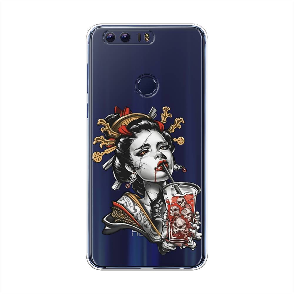 

Чехол на Honor 8 "Опасная гейша", Красный;черный;серый, 60950-4