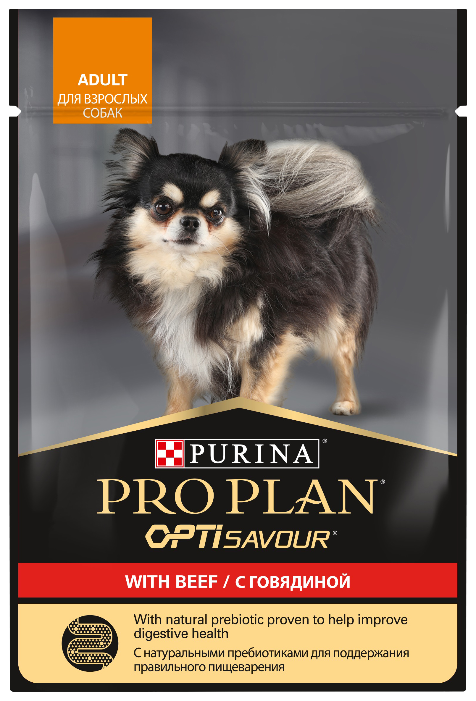 

Влажный корм Pro Plan OptiSavour Adult для собак мелких пород с говядиной в соусе 100 г