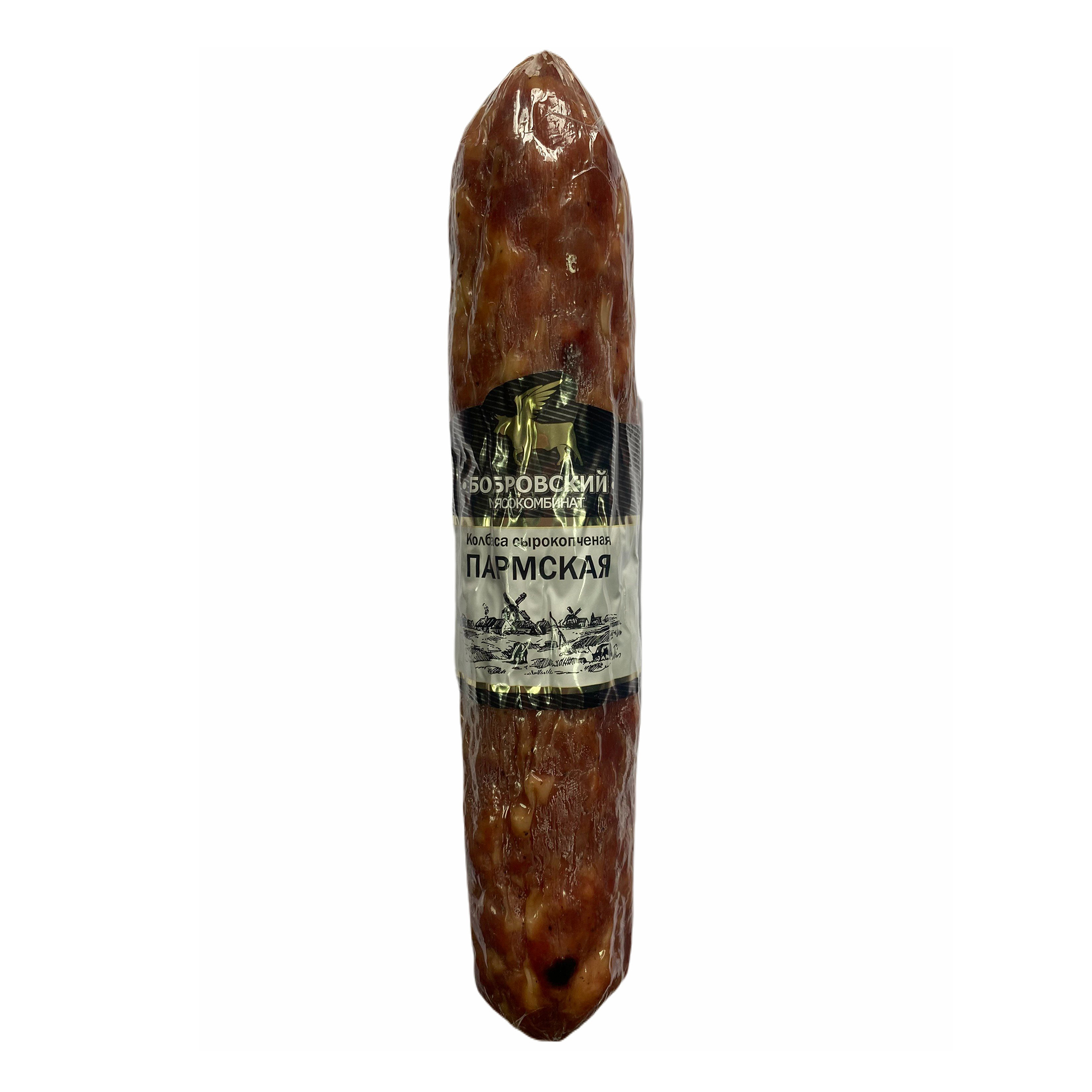 

Колбаса сырокопченая Бобровский мясокомбинат Пармская +- 1 кг