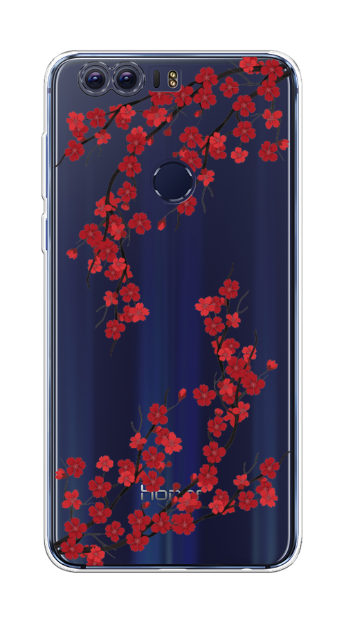 

Чехол на Honor 8 "Красная сакура", Красный;черный, 60950-2