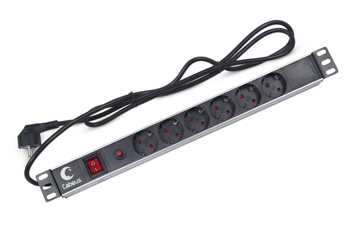 Cabeus Блок розеток CABEUS PDU-6P-F-2E 6 роз 16А 250V шнур 2м PDU-6P-F-2EU 6350₽