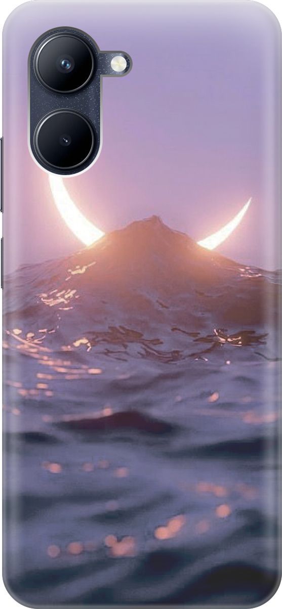 

Силиконовый чехол на realme C33 с принтом "Месяц и море", Желтый;розовый, 1574700