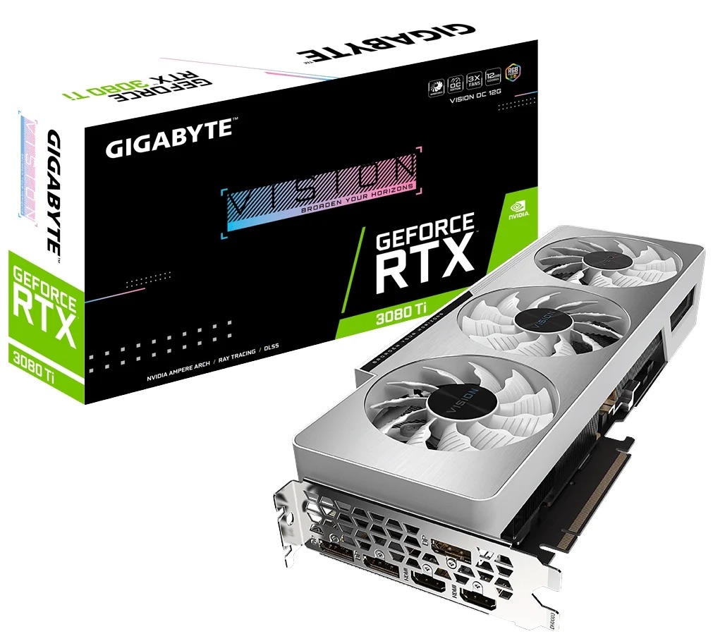 

Видеокарта GIGABYTE NVIDIA GeForce RTX 3080 Ti VISION OC (GV-N308TVISION OC-12GD), GeForce RTX 3080 Ti VISION OC