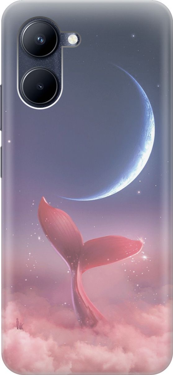 

Силиконовый чехол на realme C33 с принтом "Небесный кит", Розовый;синий, 1573600
