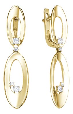 

Серьги из желтого золота с бриллиантом Ювелирные традиции S312-6164, S312-6164