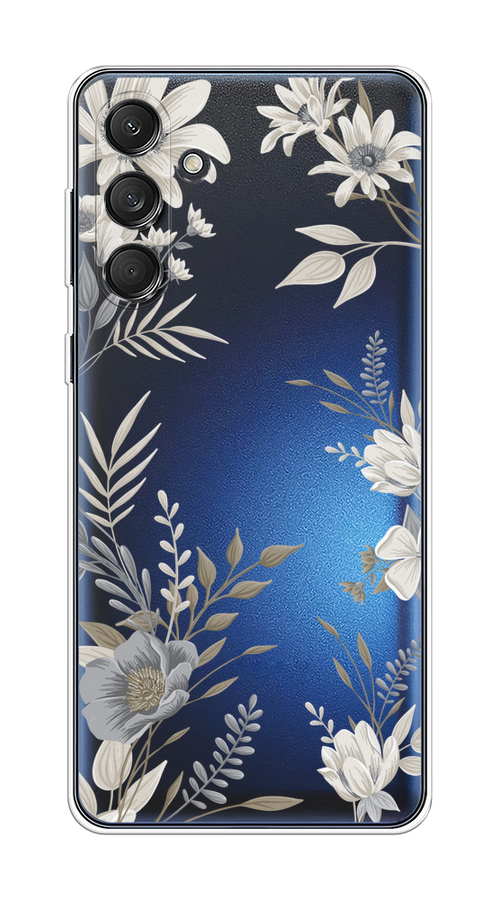 

Чехол на Samsung Galaxy M55 "Цветы сепия", Серый;прозрачный;зеленый;белый, 2109650-1