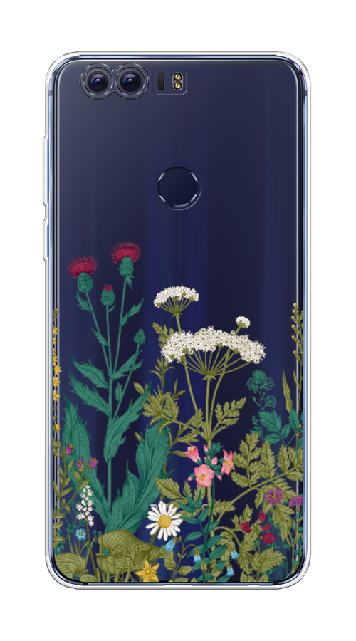 

Чехол на Honor 8 "Дикие полевые цветы", Зеленый;розовый;белый, 60950-2