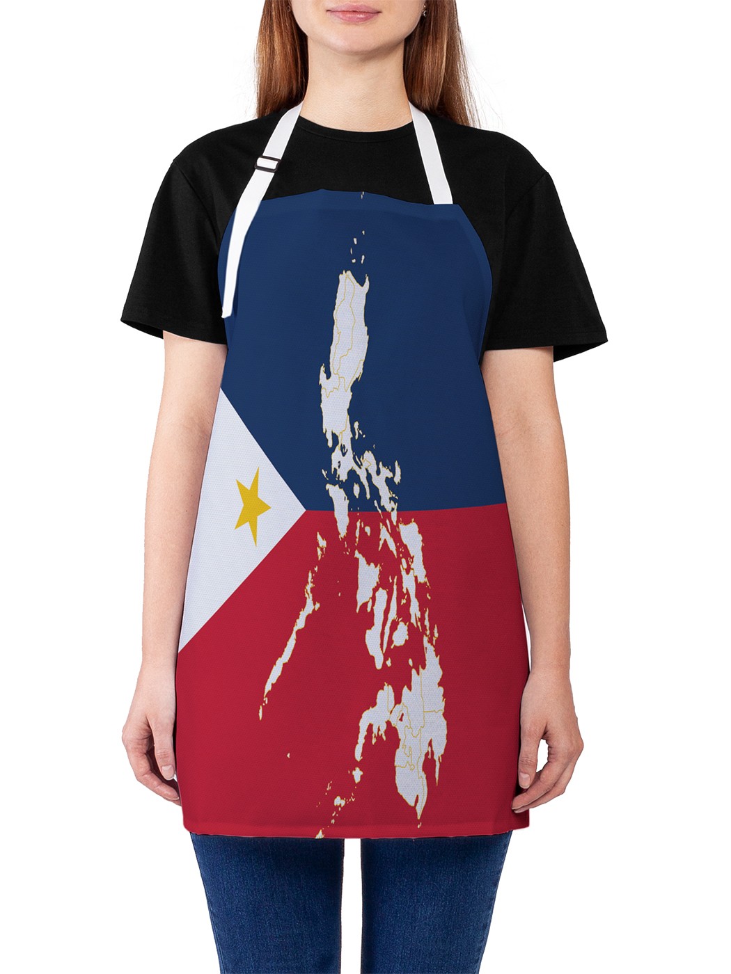 фото Фартук женский joyarty для готовки "флаг филиппин гранж", универсальный размер