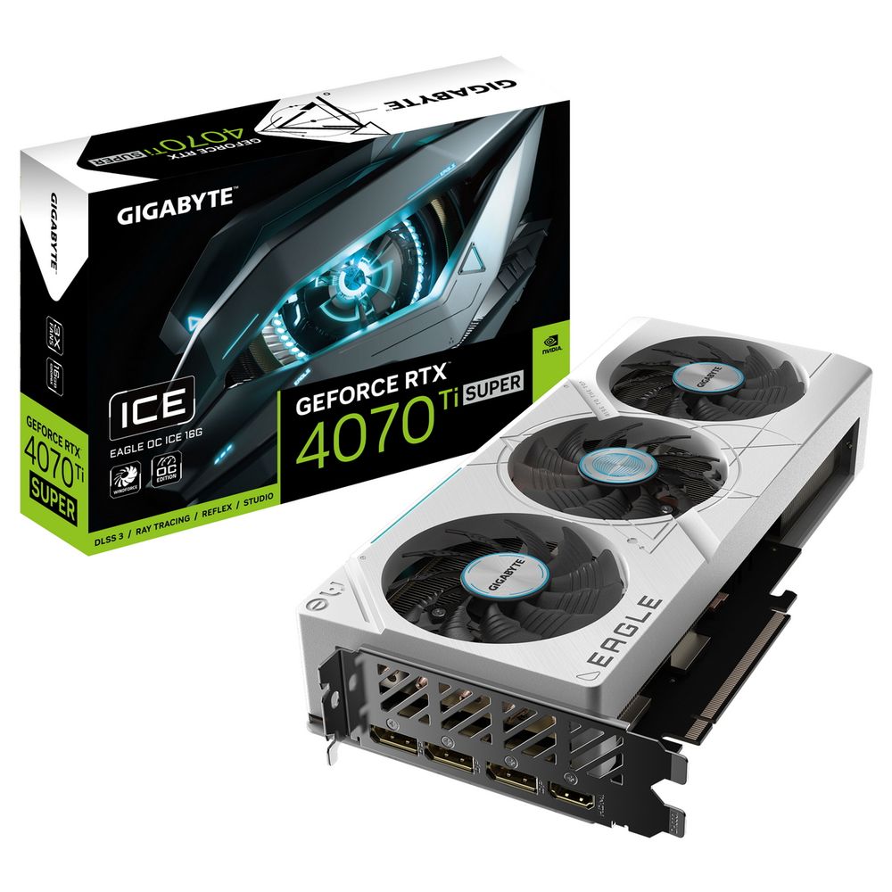 

Видеокарта GIGABYTE NVIDIA GeForce RTX 4070 Ti SUPER EAGLE ICE OC, GeForce RTX 4070 Ti SUPER EAGLE ICE OC