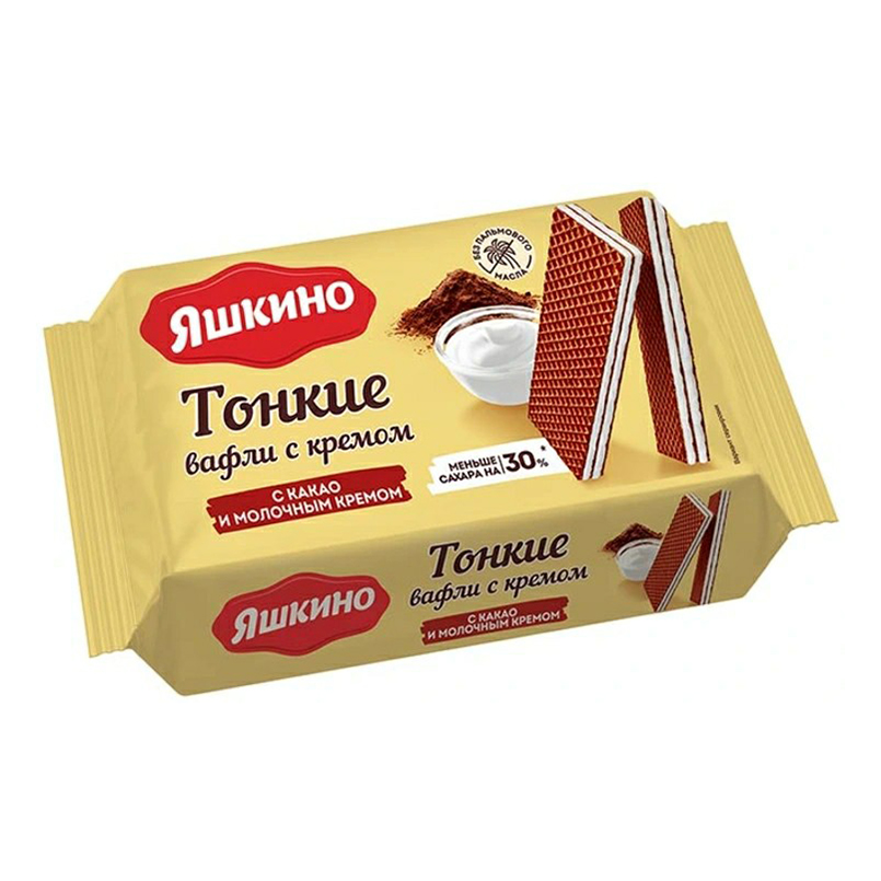 

Вафли Яшкино тонкие с какао и молочным кремом 144 г