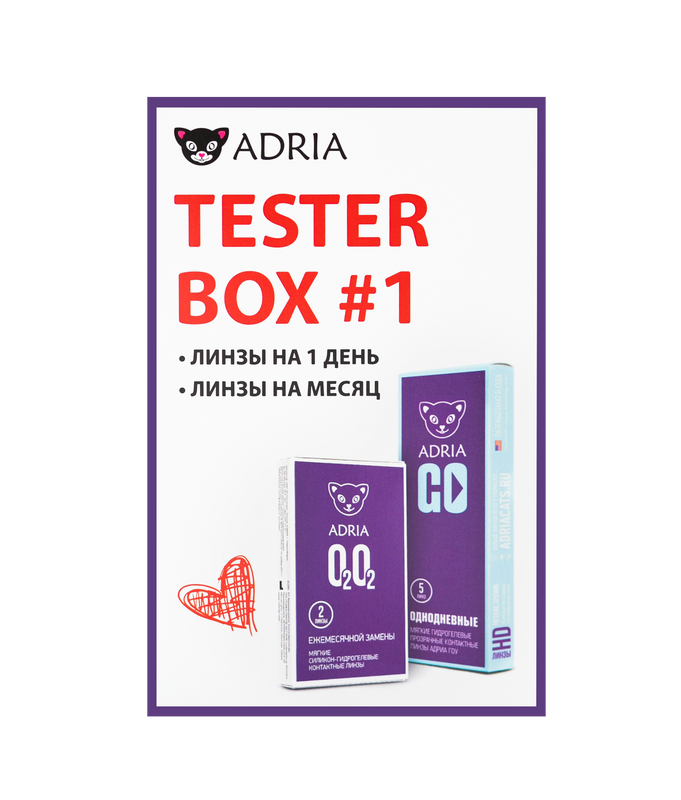 Набор контактных линз Adria, Tester Tester Box №1 (1 месяц-2шт. 1 день-5шт.) R 8,6 -12.00