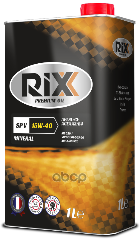 фото Rixx масло моторное минеральное rixx sp v 15w-40 api sl/cf acea a3/b4 1 л