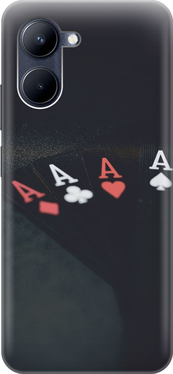 

Силиконовый чехол на realme C33 с принтом "Флеш-рояль", Черный;белый, 1574600