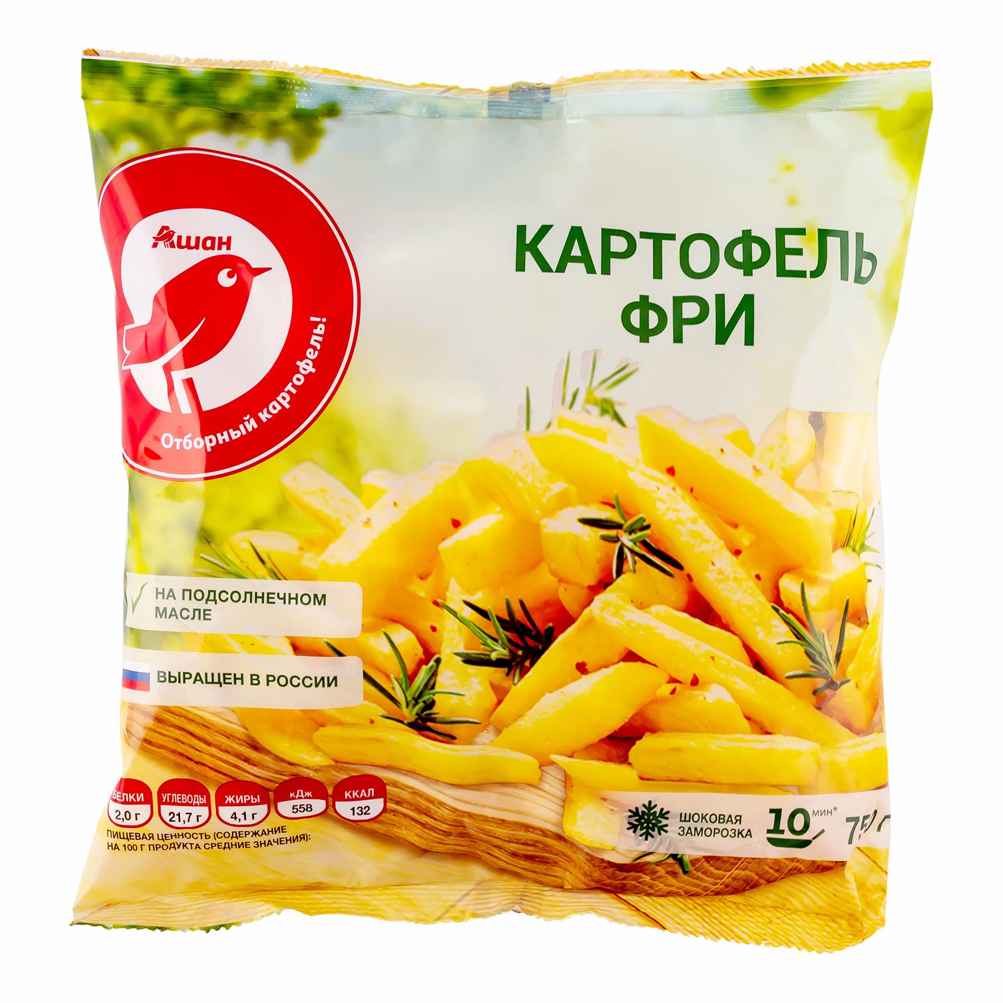 Картофель фри АШАН Красная птица, 750 г