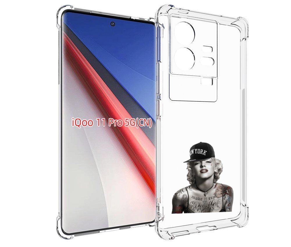 

Чехол бампер MyPads Мерлин Монро с тату женский для Vivo iQOO 11..., Прозрачный, Tocco