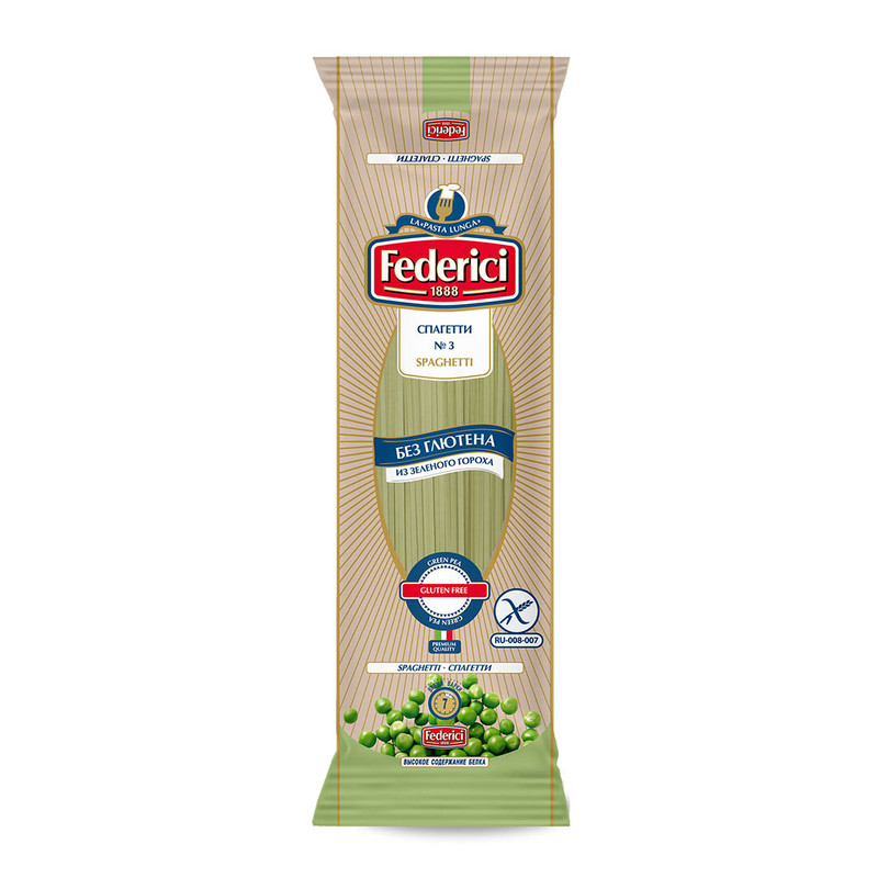 

Макароны Federici спагетти №003 из зеленого гороха, без глютена, 250 г