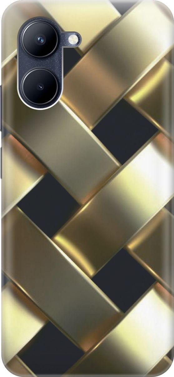 

Силиконовый чехол на realme C33 с эффектом блеска "Золотистое плетение", Золотистый;черный, 1574900