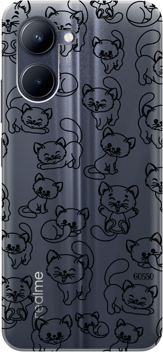 

Силиконовый чехол на realme C33 с 3D принтом "Cute Kitties" прозрачный, Прозрачный;черный, 1575000