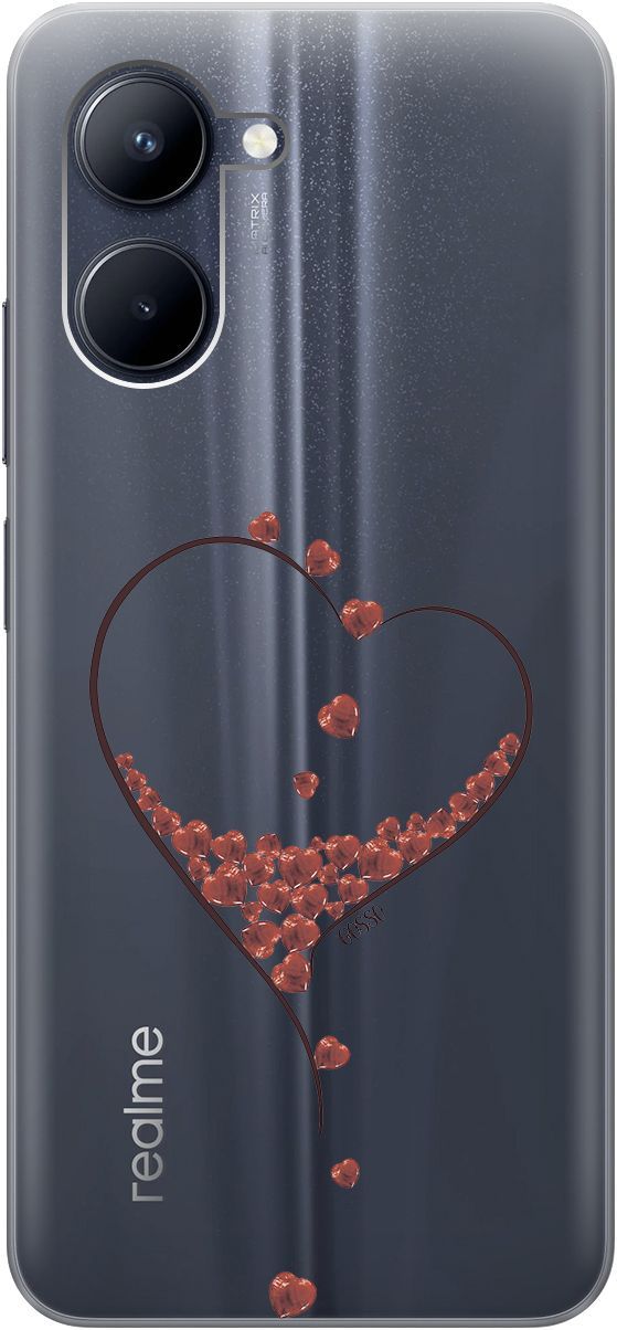 

Силиконовый чехол на realme C33 с 3D принтом "Little hearts" прозрачный, Прозрачный;черный, 1575000