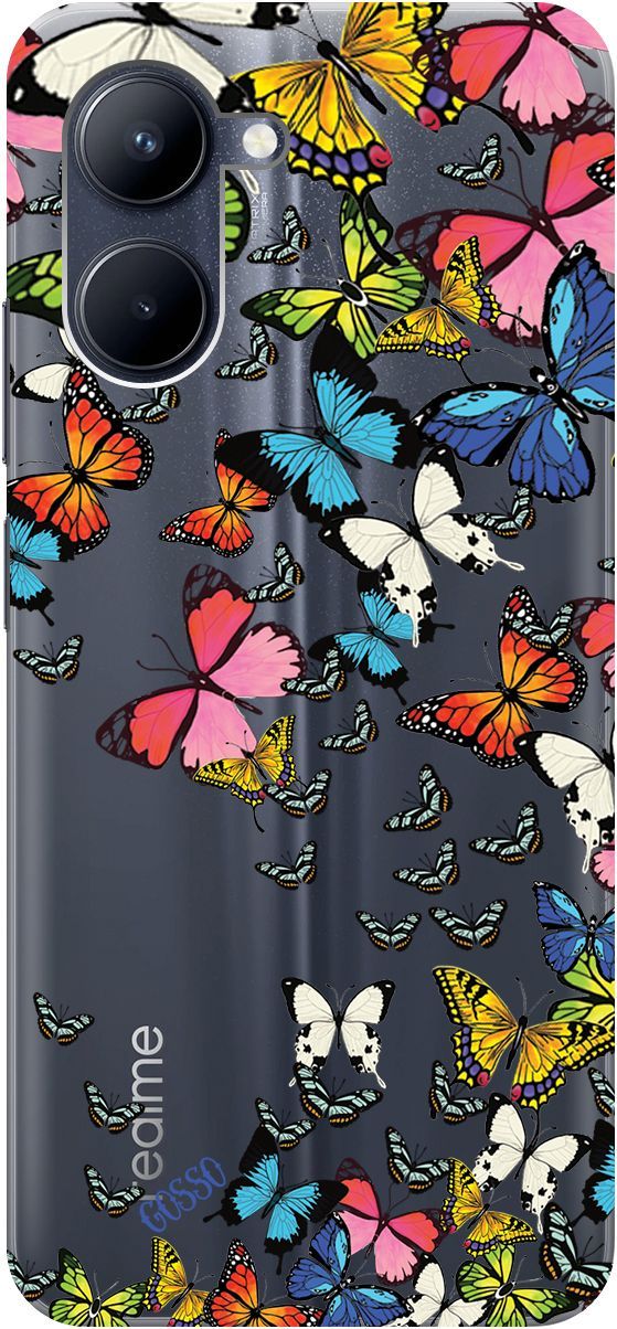 

Силиконовый чехол на realme C33 с 3D принтом "Magic Butterflies" прозрачный, Прозрачный;желтый, 1575000