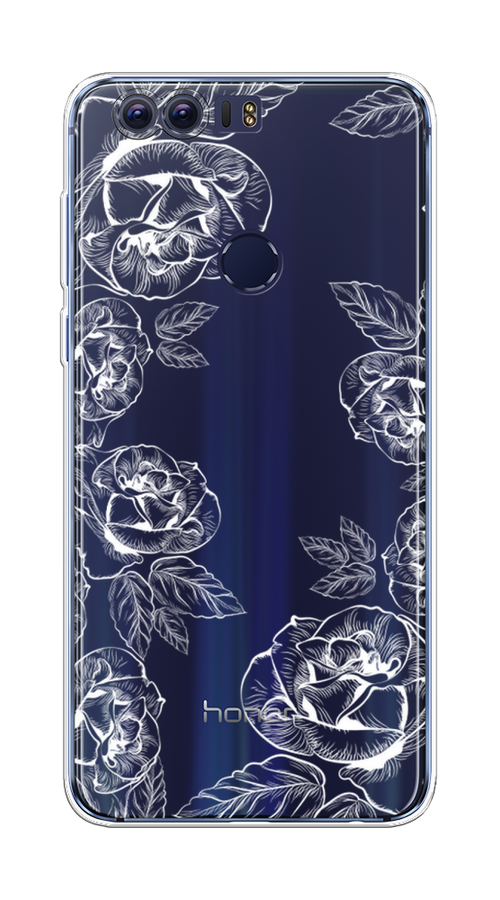 

Чехол на Honor 8 "Розы графика", Черный;серый, 60950-2