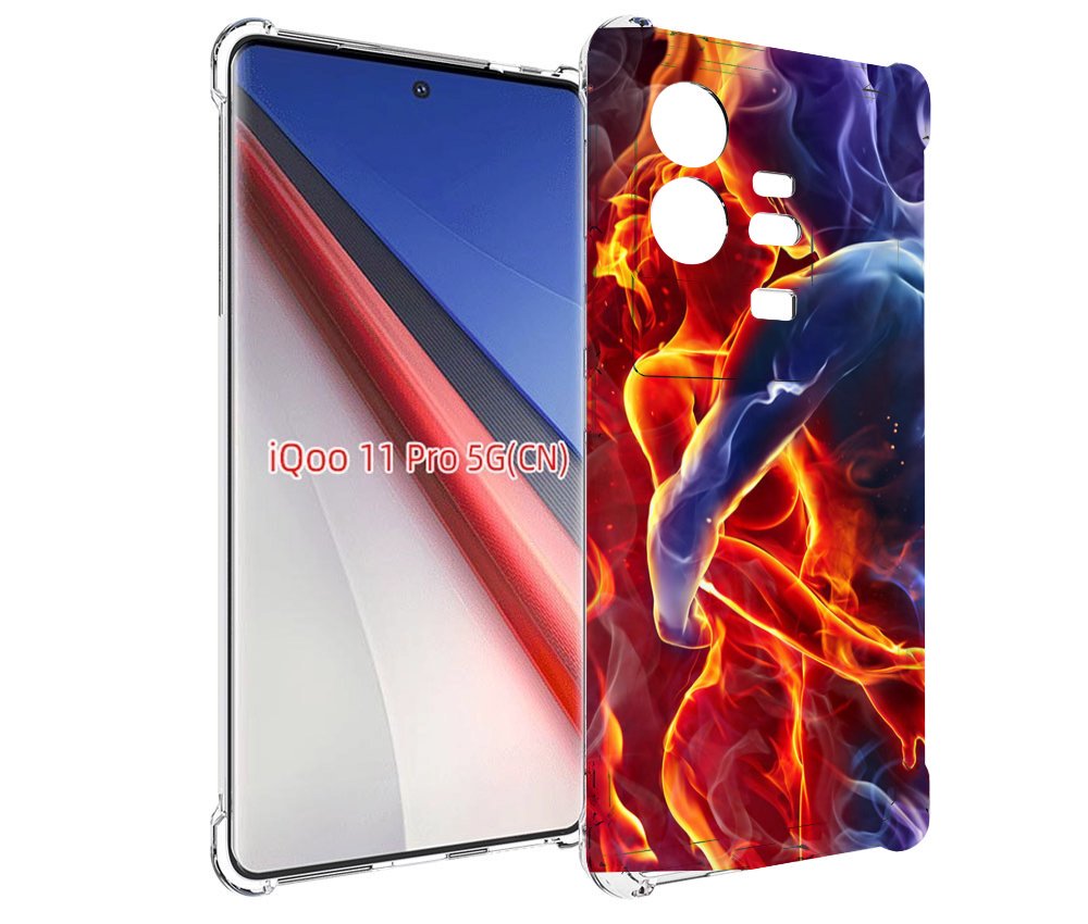 Чехол бампер MyPads Огонь-вода для Vivo iQOO 11 Pro противоударный