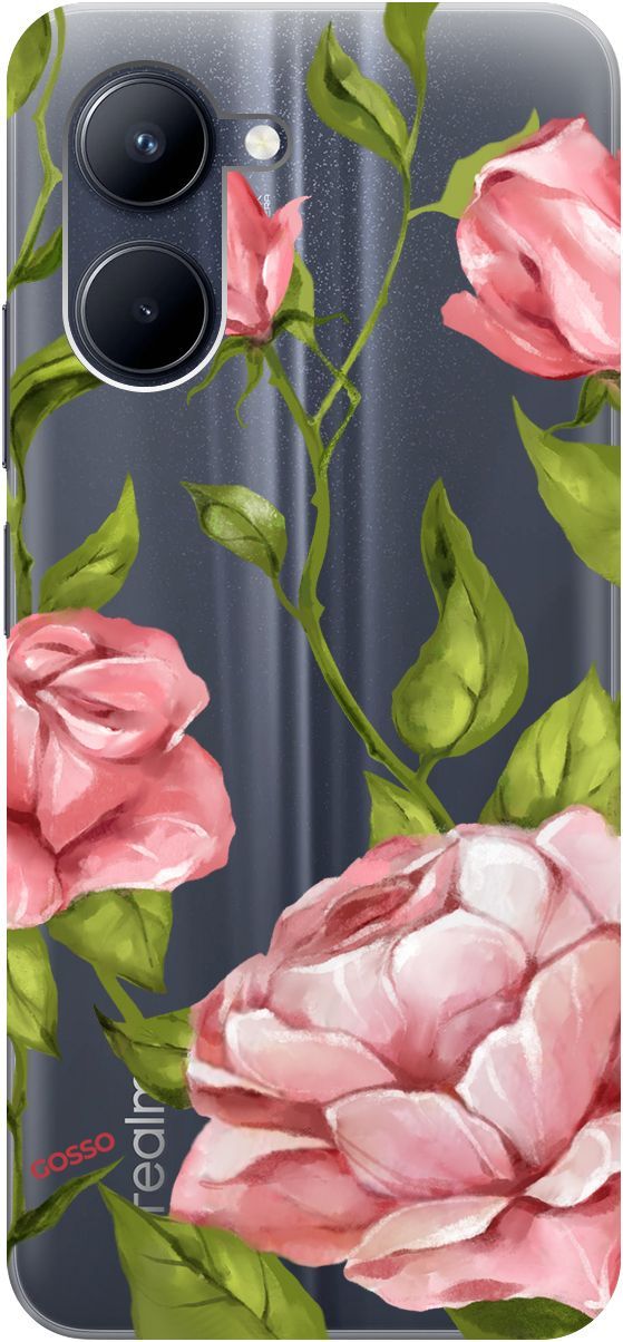 

Силиконовый чехол на realme C33 с 3D принтом "Amazing Roses" прозрачный, Прозрачный;белый, 1575000