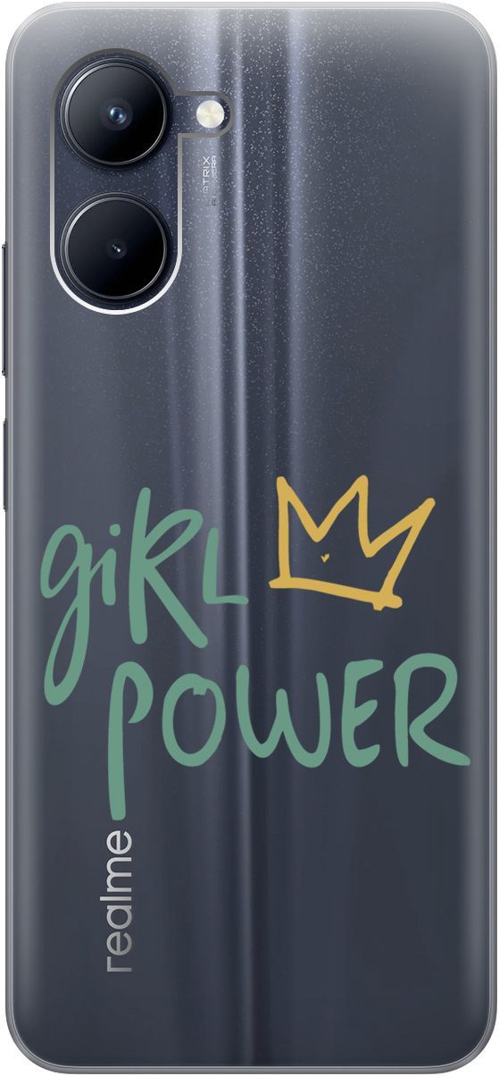 

Силиконовый чехол на realme C33 с 3D принтом "Girl Power!" прозрачный, Прозрачный;зеленый, 1575000