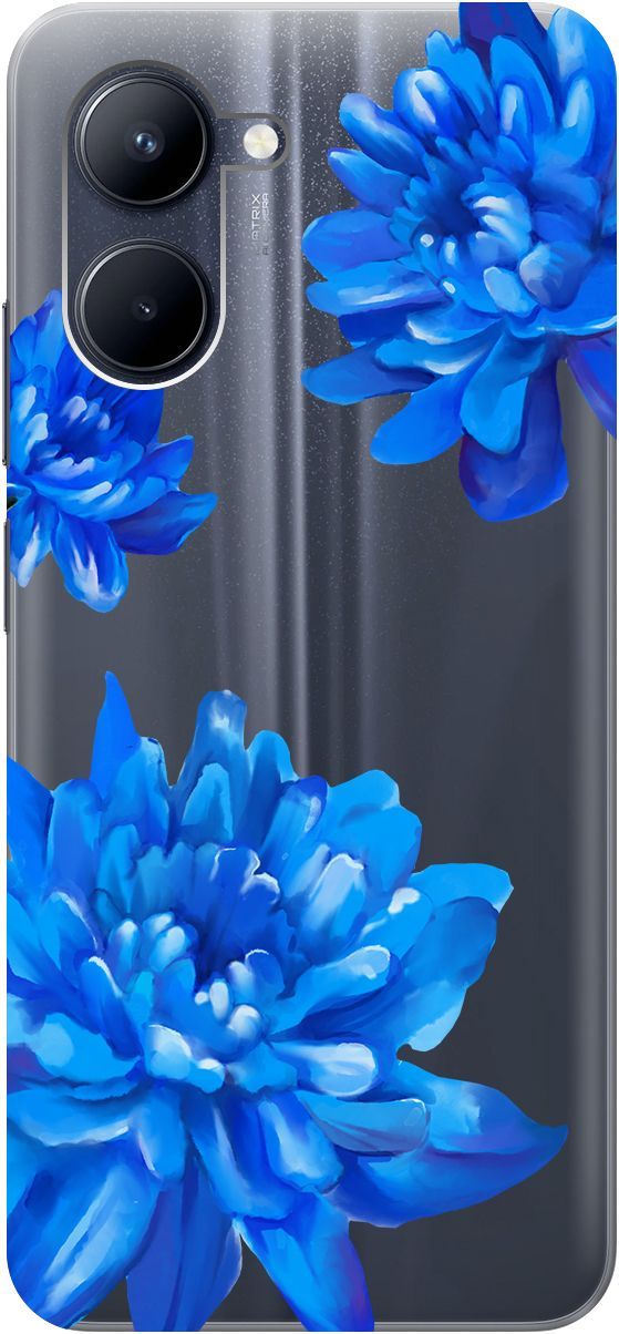 

Силиконовый чехол на realme C33 с 3D принтом "Amazing Asters" прозрачный, Прозрачный;голубой, 1575100