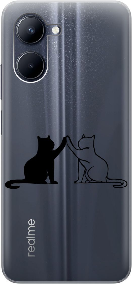 

Силиконовый чехол на realme C33 с 3D принтом "Cats" прозрачный, Прозрачный;черный, 1575100
