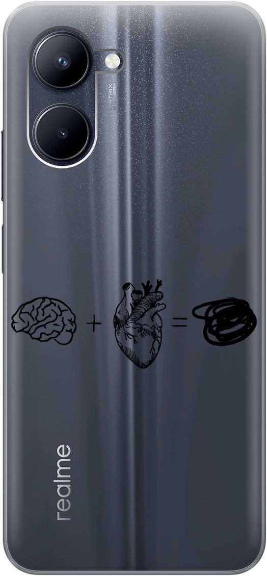 

Силиконовый чехол на realme C33 с 3D принтом "Brain Plus Heart" прозрачный, Прозрачный;черный, 1575100