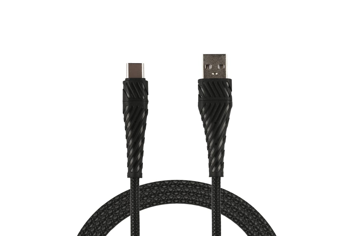 фото Кабель usb wiiix cb300-utc-2a-10b usb-type-c, data, оплетка: пластик с тиснением, черный