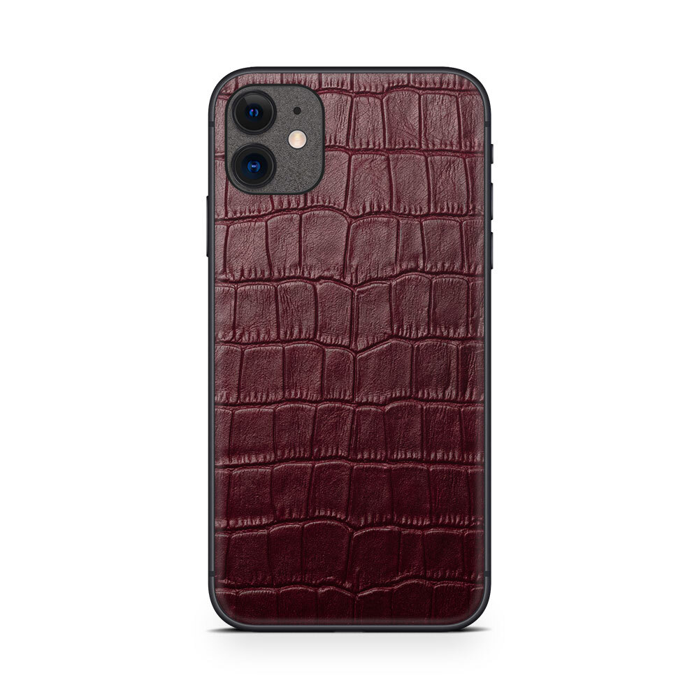 

Наклейка Glueskin из натуральной кожи Croco для Apple iPhone 11, Бордовый
