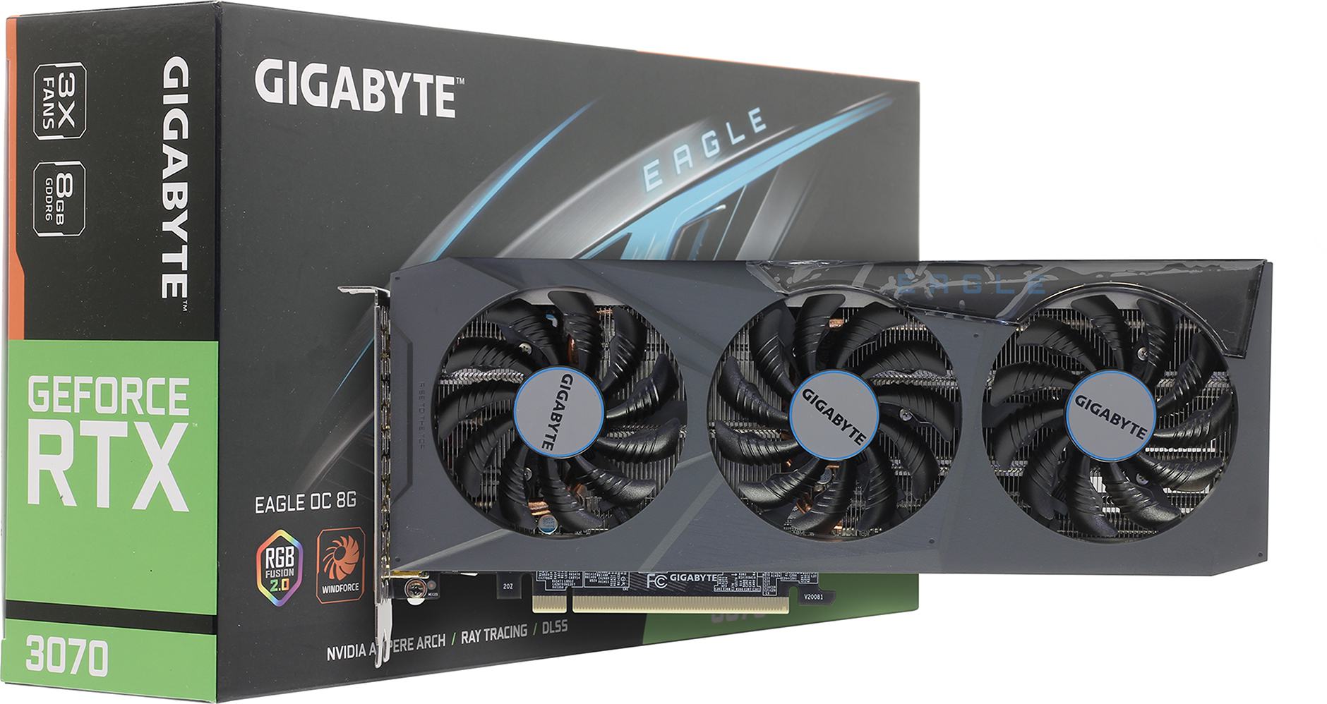 

Видеокарта GIGABYTE NVIDIA GeForce RTX 3070 EAGLE OC (LHR) (GV-N3070EAGLE OC-8GD), Черный, GeForce RTX 3070 EAGLE OC (LHR)