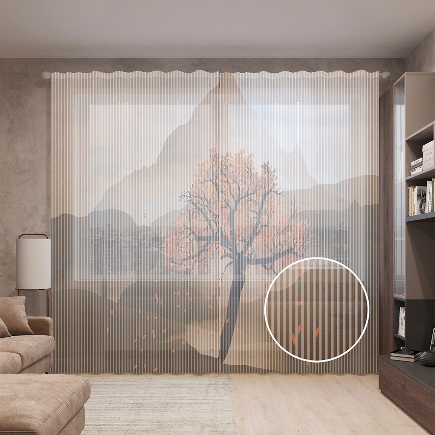 

Тюль вуаль на шторной ленте с принтом JoyArty "Дерево счастья", 310х265 см, Дерево счастья