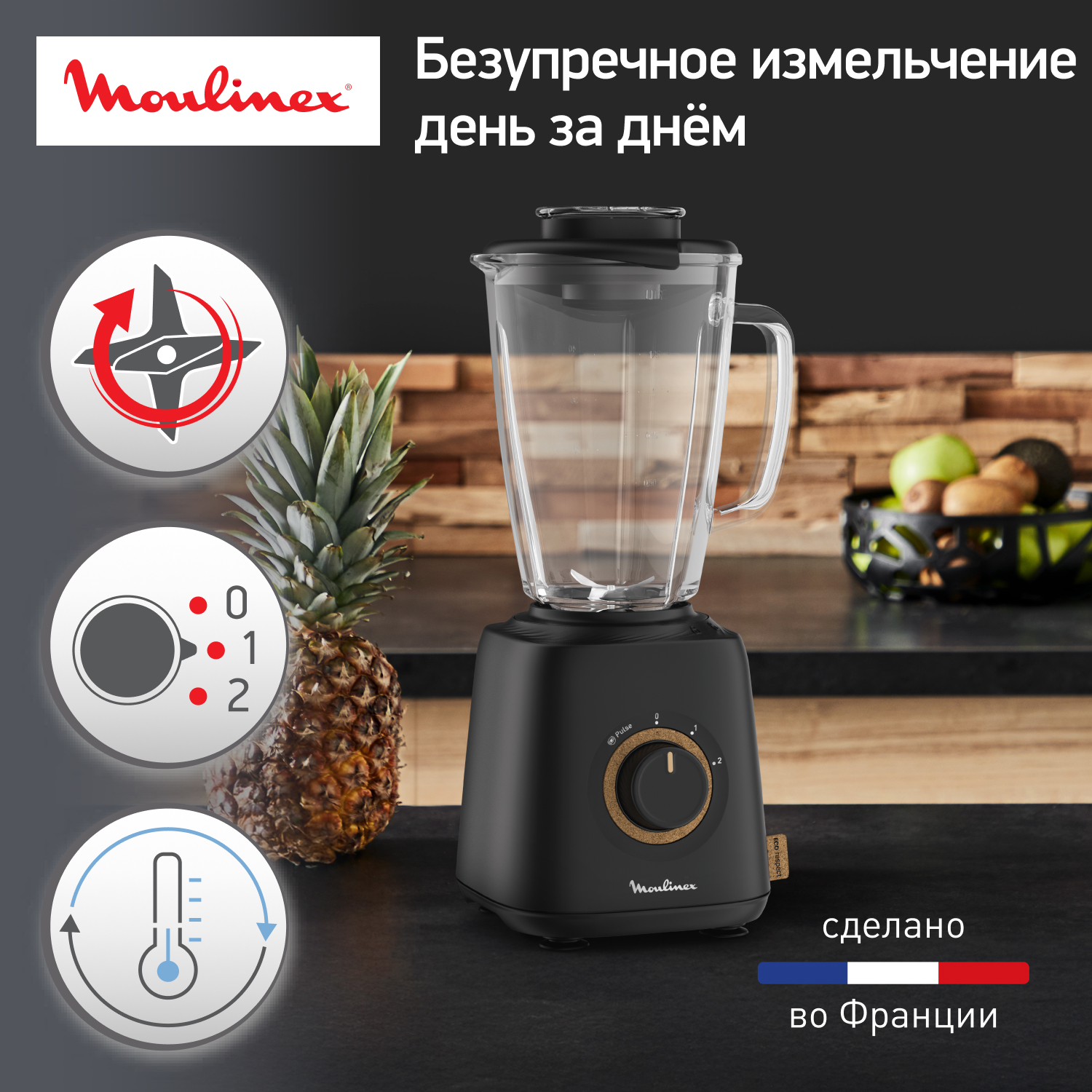 

Стационарный блендер Moulinex Eco Respect LM46EN0, черный, LM46EN0