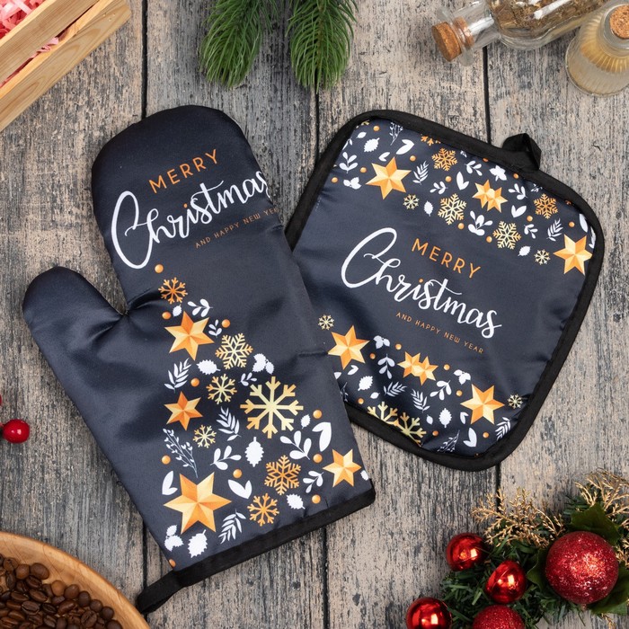 

Кух. набор 2 пр. Доляна Christmas прих. 17x17 , вареж. 26x16 , 100% п/э