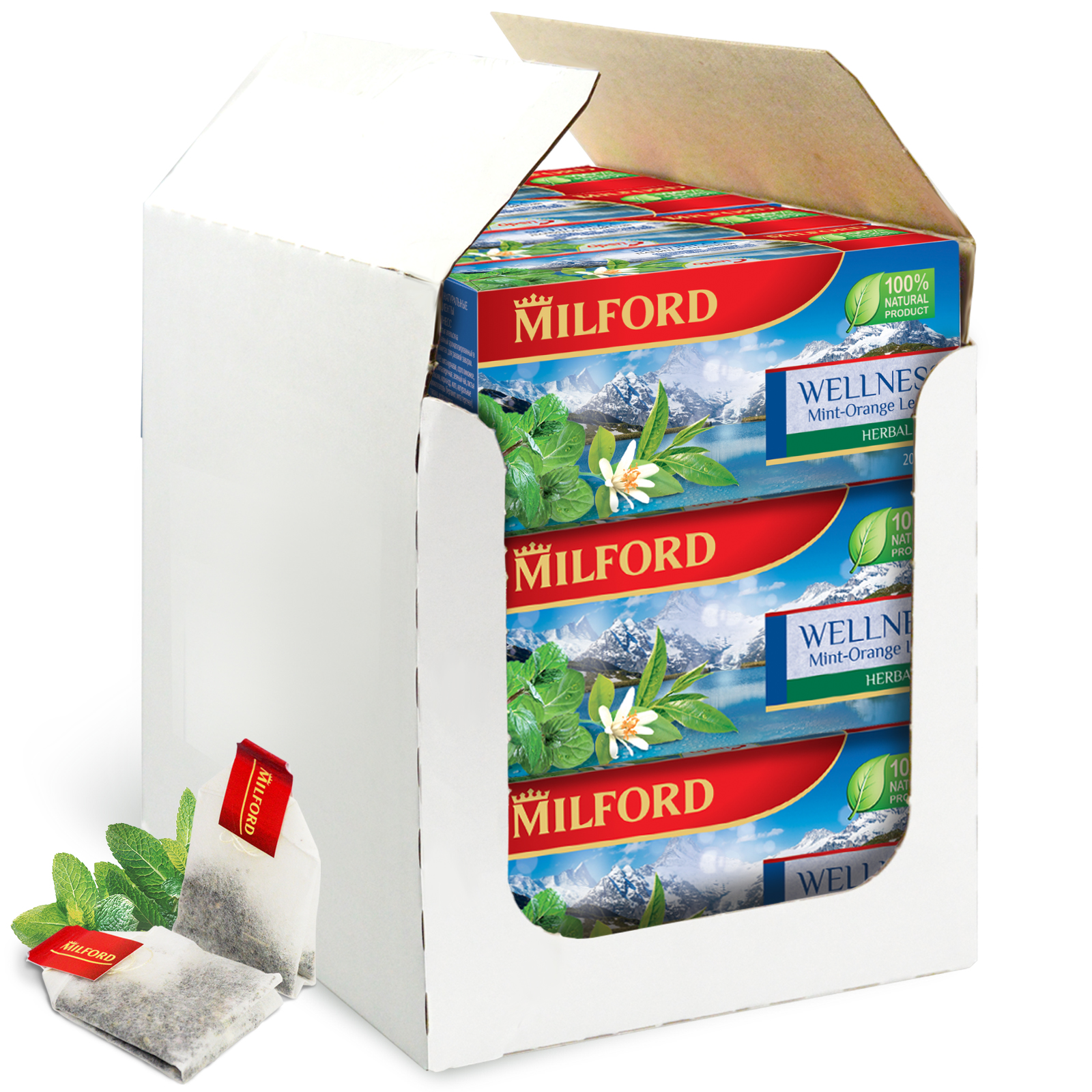 Чай в пакетиках Milford Веллнесс, 12 пачек по 20 пакетиков