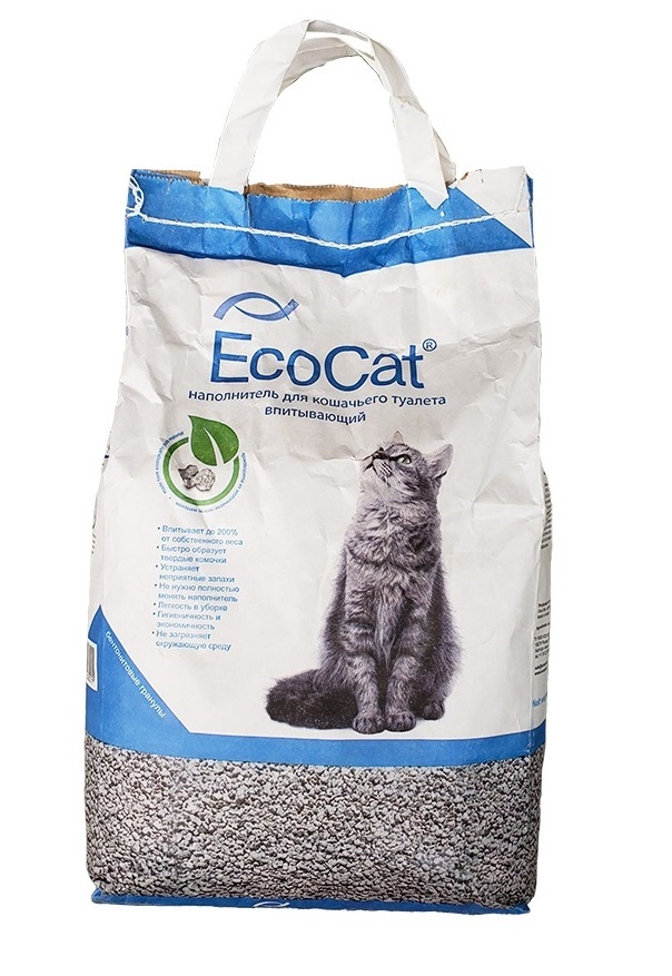 Впитывающий наполнитель для кошек EcoCat бентонитовый, 4 кг