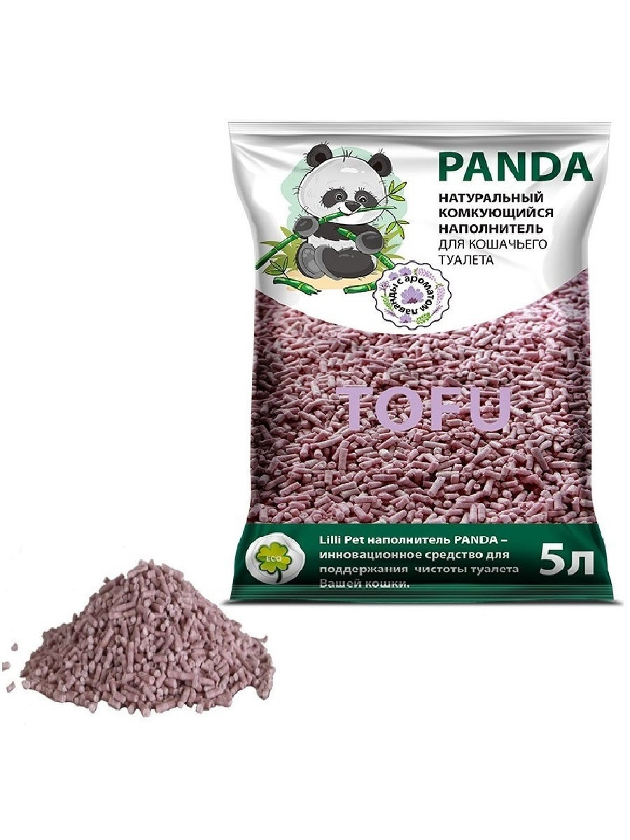 

Впитывающий наполнитель для кошек Panda Tofu соевый, лаванда, 2.09 кг, 5 л,