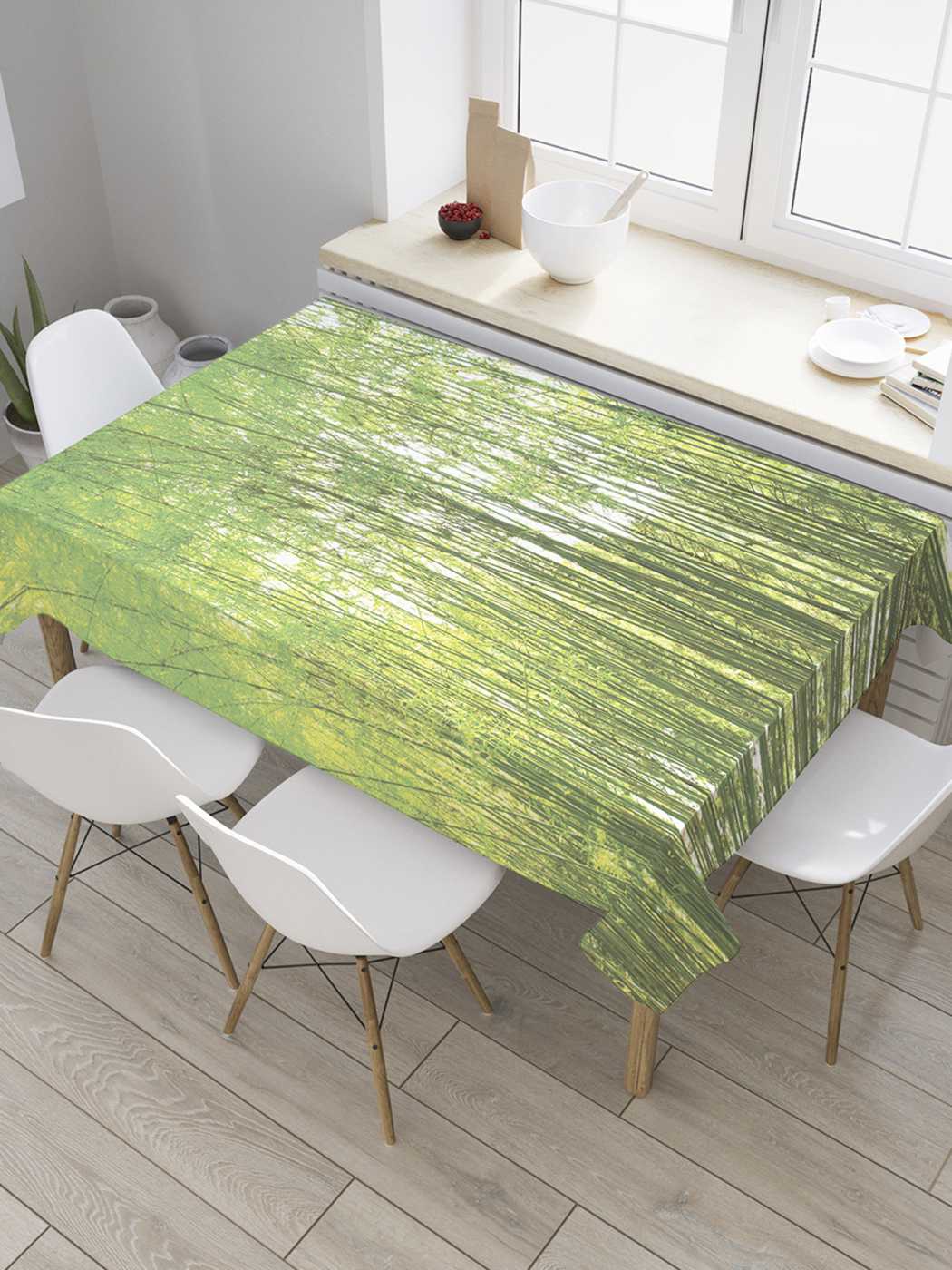 

Скатерть прямоугольная JoyArty "Густой солнечный лес" из оксфорда, 120x145 см, Зеленый, Густой солнечный лес
