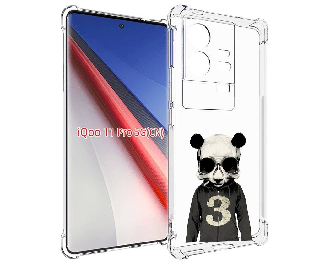 

Чехол бампер MyPads Панда-в-костюме для Vivo iQOO 11 Pro противо..., Прозрачный, Tocco