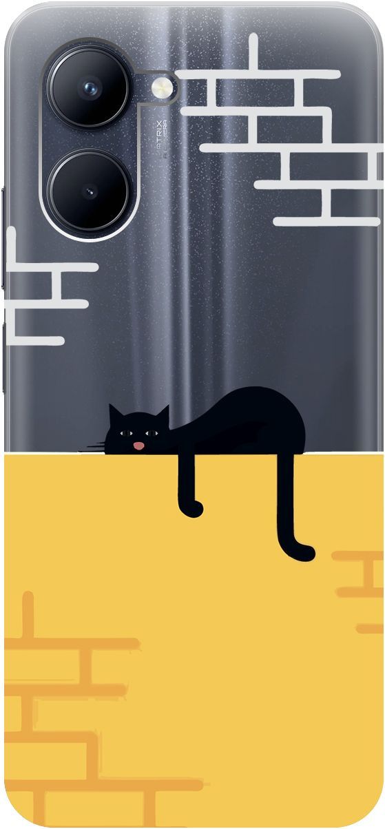 

Силиконовый чехол на realme C33 с 3D принтом "Lazy Cat" прозрачный, Прозрачный;желтый, 1575100