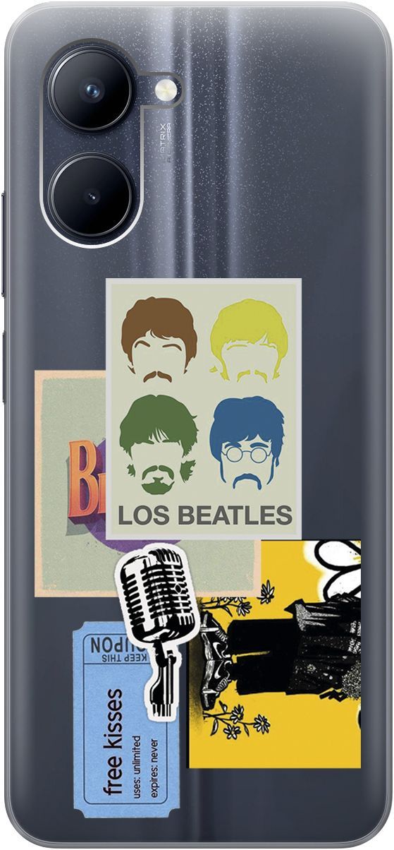 

Силиконовый чехол на realme C33 с 3D принтом "Beatles Stickers" прозрачный, Прозрачный;бежевый, 1575100