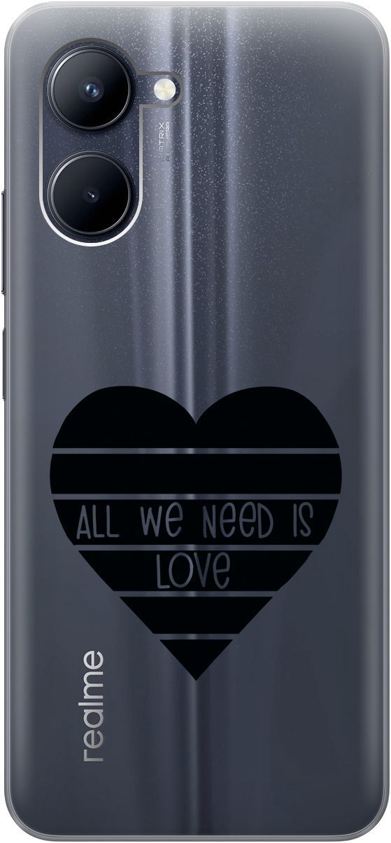 

Силиконовый чехол на realme C33 с 3D принтом "All We Need is Love" прозрачный, Прозрачный;черный, 1575100