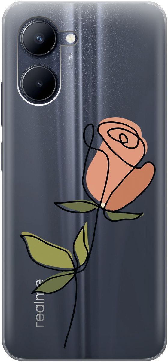 

Силиконовый чехол на realme C33 с 3D принтом "Rose" прозрачный, Прозрачный;зеленый, 1575100