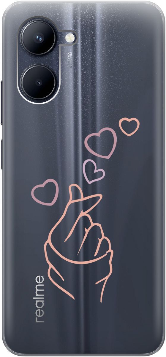 

Силиконовый чехол на realme C33 с 3D принтом "K-Heart" прозрачный, Прозрачный;розовый, 1575200