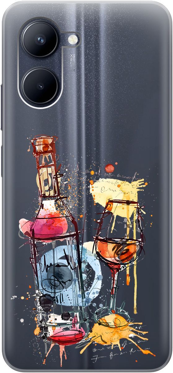 

Силиконовый чехол на realme C33 с 3D принтом "Aquarelle Wine" прозрачный, Прозрачный;красный, 1575200