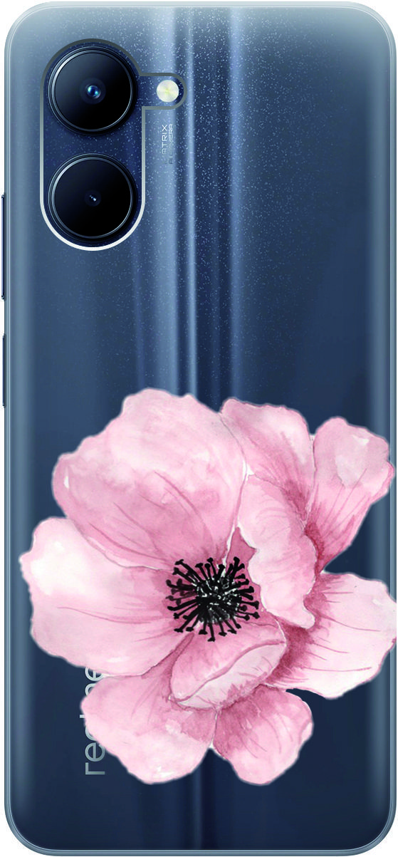 

Силиконовый чехол на realme C33 с 3D принтом "Pink Flower" прозрачный, Прозрачный;белый, 1575200