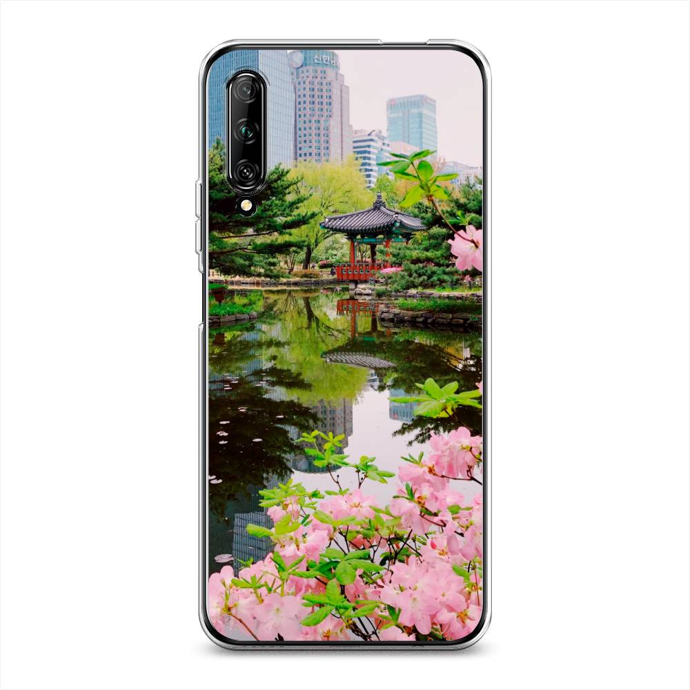 

Чехол на Huawei Y9s "Сакура возле озера", Зеленый;розовый;голубой, 611150-2